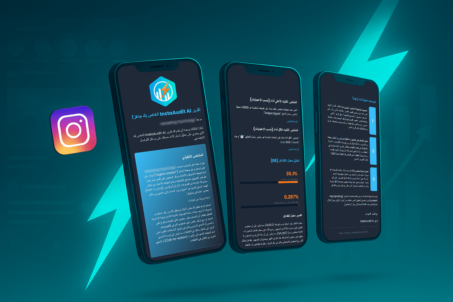 تقرير InstaAudit AI - احصل على تحليل احترافي لحسابك